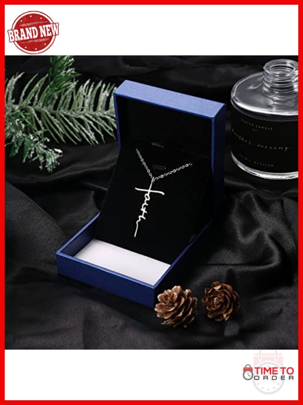925 Sterling Silver Cross Pendant Necklace 18K White Gold Plated Faith Necklace - Picture 5 of 6